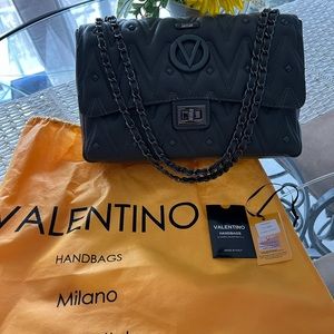 Mario Valentino Gray Leather Handbag